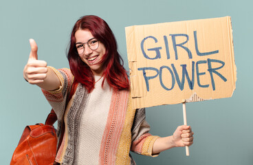 tty student woman activist. girl power concept