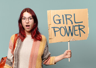 tty student woman activist. girl power concept