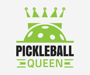 Pickleball queen, Printable Vector Illustration. Pickleball SVG. Great for badge t-shirt and postcard designs. Vector graphic illustration.