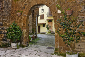 Obraz na płótnie Canvas A street in Sant'Agata dei Goti, a medieval village in the province of Benevento, Italy.