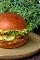 hamburger on a plate