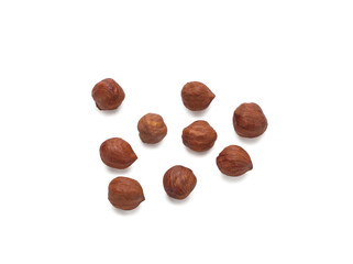 Peeled hazelnuts isolated on a white background