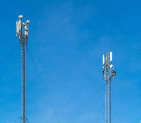 Mobile phone Telecommunication Radio antenna Tower. Cell phone tower. Antennas for 5G communication