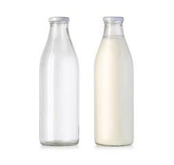 empty glass milk bottles