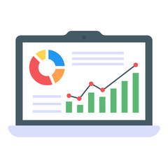 
An online analytics icon in flat editable design
