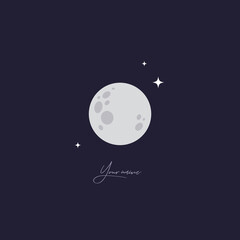 Moon logo. Cool, clean, mysterious, light, soft, sleep, dream. Vector illustration