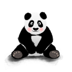 Cute watercolor panda illustration. Panda clipart.