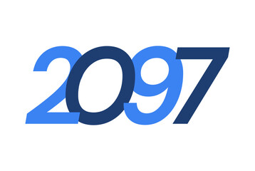 2097 Happy New Year logo design, New Year 2097 modern design isolated on white background
