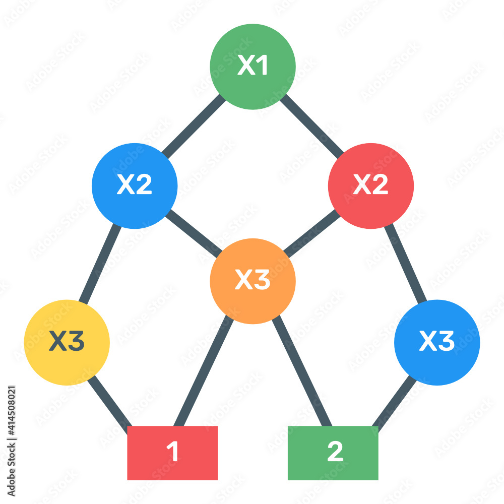 Poster download flat icon of binary tree infographic, editable visual