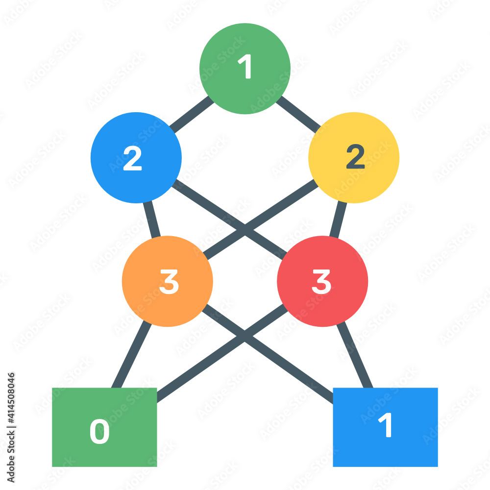 Sticker download flat icon of binary tree infographic, editable visual