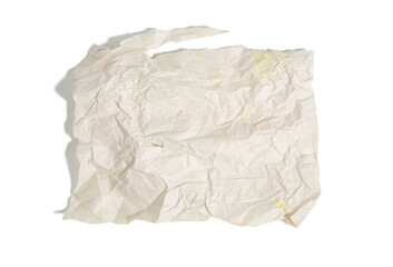 Obraz premium piece of crumpled white paper with torn edges isolated on white background, element for designer