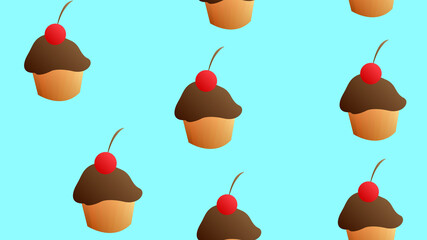 Cupcake pattern. Hand drawn cute cupcakes seamless background. Party, birthday, greeting cards, gift wrap, stationery