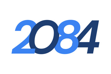 2084 Happy New Year logo design, New Year 2084 modern design isolated on white background