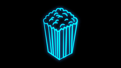 Popcorn neon sign, bright signboard, light banner. Popcorn logo neon, emblem. illustration