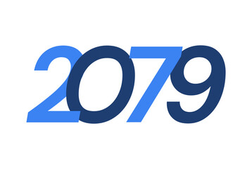 2079 Happy New Year logo design, New Year 2079 modern design isolated on white background