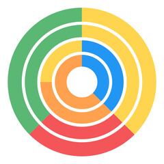 
Sunburst infographic icon, flat editable design

