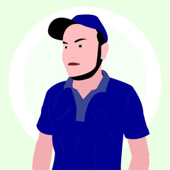 Boy Man wearing cap Digital illustration art
