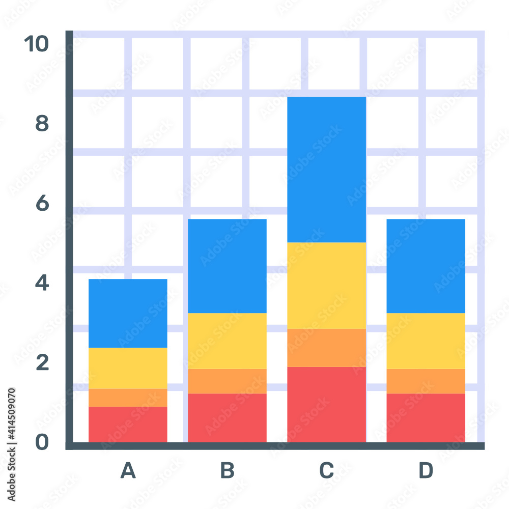 Sticker a flat icon of stacked bar chart in modern editable vector