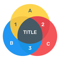 
A trendy flat icon of intersection diagram
