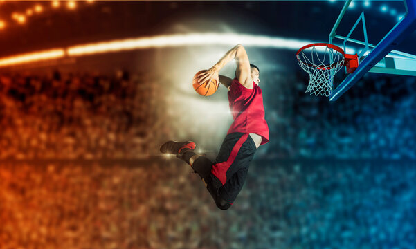 Basketball player players in action. Matte image