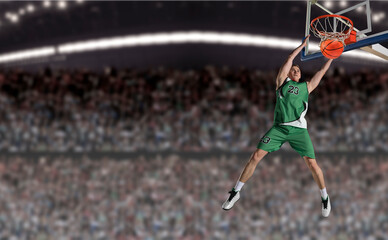Basketball player players in action. Matte image