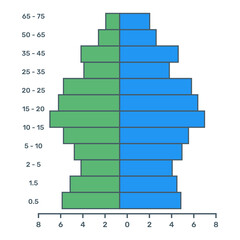 
A flat trendy icon of population pyramid diagram
