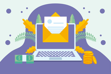 online taxes payment with laptop and envelope