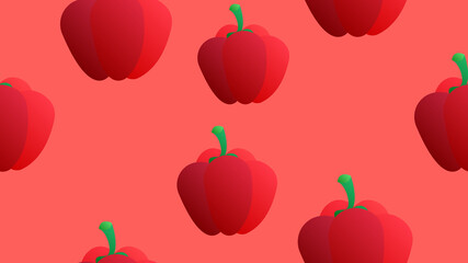 Bell pepper seamless pattern on white background. Yellow, green and red paprika, slices. illustration of vegetables in cartoon simple flat style
