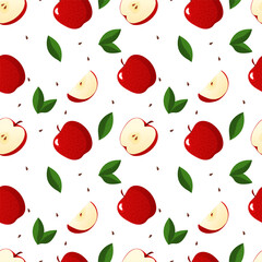 Seamless pattern with apples, leaves and seeds. Shana Tova