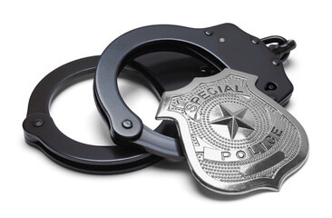 Black Handcuffs with Police Badge Cut Out