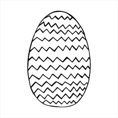 Hand drawn easter eggs with decoration. Doodle vector illustration in cute zenart style. Element for greeting cards, posters, stickers and seasonal design. Isolated on white and black background.