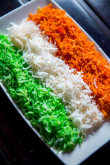 Indian Tricolor Rice in Tray for Republic Day and Independence day,  Tiranga, Flag, Indian Flag in Rice form