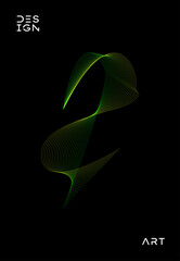 Abstract wavy stripes on black background for design element, wallpaper, Banner, poster, cover layout backdrop, abstract wavy curves pattern template. 