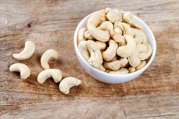 crunchy cashew nuts in a bowl