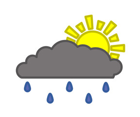 Sun and cloud on a white background. Symbol. Vector illustration.