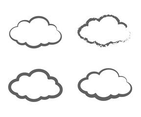 Silhouette of clouds on a white background. Collection. Vector illustration.