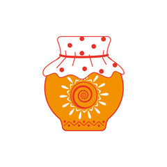 A painted pot. Russian Maslenitsa. Vector isolated on a white background.