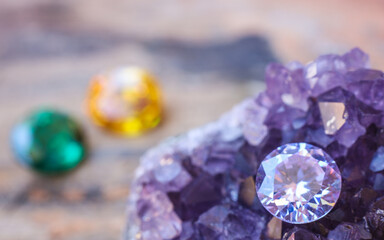 Natural Sapphire gemstone, Jewel or gems on black shine color, Collection of many natural gemstones...