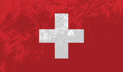 Vector illustration of Happy Switzerland National Day 01 August. Waving flags isolated on gray background.