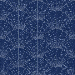 White and blue elegant seamless pattern. Ornament in the Japanese style. Seigaiha print for textiles. Vector illustration.