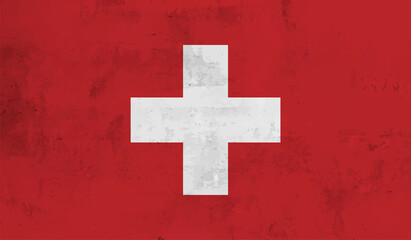 Vector illustration of Happy Switzerland National Day 01 August. Waving flags isolated on gray background.