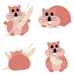 Vector illustration of Cartoon Hamster Character Set