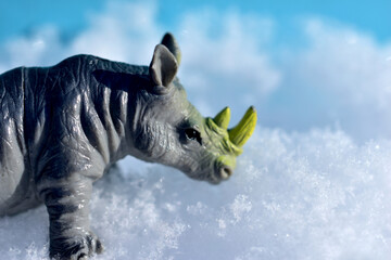 Obraz na płótnie Canvas Close-up shot of a hippopotamus toy, half-body shot.