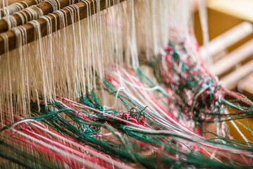 Canada, Prince Edward Island, Orwell. Detail of loom.