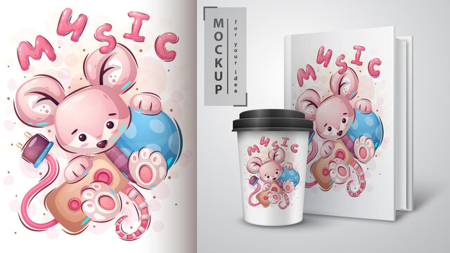 Mouse with microphone - poster and merchandising.