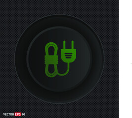Plug flat sign. Single flat icon on black background