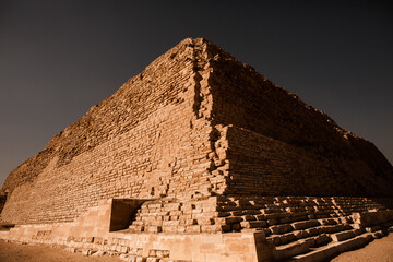 Famous Egyptian Pyramids of Giza.  Landscape in Egypt. Pyramid in desert. Africa. Wonder of the...