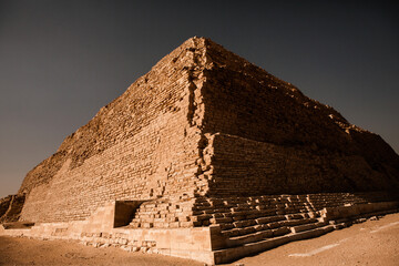 Famous Egyptian Pyramids of Giza.  Landscape in Egypt. Pyramid in desert. Africa. Wonder of the...