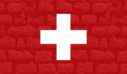 Obraz premium Vector illustration of Happy Switzerland National Day 01 August. Waving flags isolated on gray background.