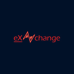 Fototapeta premium Orange exchange vector logo design with dark blue background